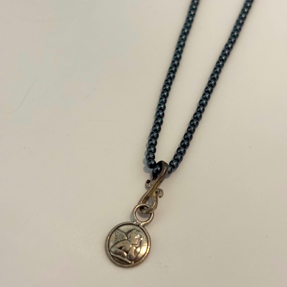 Vintage Silver Angel Pendant Necklace